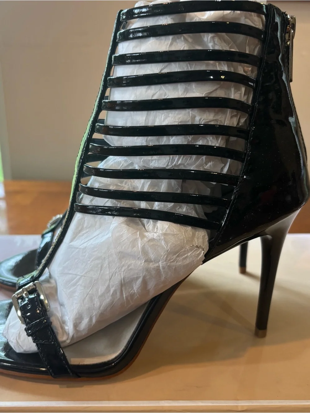 Michael Kors Black Patent Strappy Gladiator Heels Size 7